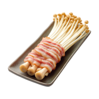 bacon sticks on a plate with a transparent background png