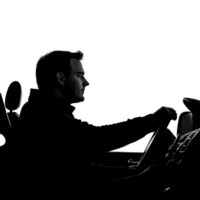 silhouette of man driving car on transparent background png