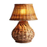 a wicker lamp with a light on it png