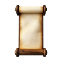 an old scroll with a wooden frame on a transparent background png