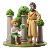 stunning abstract A wise Chiron teaching Achilles, peaceful forest setting cropped for high resolution png