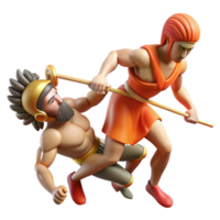 stunning minimalist A powerful Achilles dragging Hector's body, dusty battlefield setting cropped for high quality png