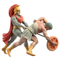 extraordinary rustic A powerful Achilles dragging Hector's body, dusty battlefield setting cropped for high quality png