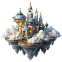 magnificent minimalist A floating city amidst swirling clouds, intricate architecture and glowing lights, fantasysci-fi style original png