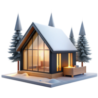 beautiful creative Minimalist Scandinavian Cabin Large Windows high resolution png