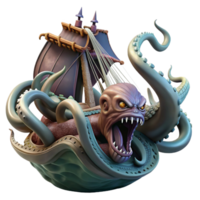 magnificent creative A Fearsome Kraken Attacking a Ship Tentac exclusive png