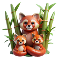 stunning contemporary A Family of Red Pandas Nestled in a Bamboo premium png