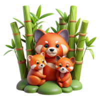 stunning creative A Family of Red Pandas Nestled in a Bamboo detailed png