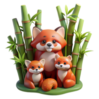 magnificent classic A Family of Red Pandas Nestled in a Bamboo authentic png