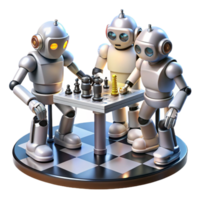 elegant classic Robots Playing Chess Dimly Lit Room high resolution png