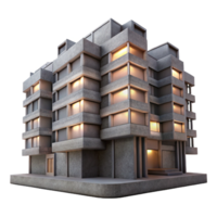 elegant modern A Brutalist Concrete Apartment Complex Wit professional png