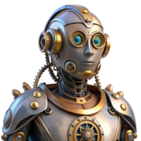 magnificent rustic Portrait of a Robot with Intricate Gears A 4K png