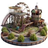 elegant rustic An Abandoned Amusement Park Rusted Rolle authentic png