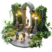 stunning artistic A Group of Adventurers Exploring a Hidden high quality png