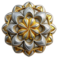 wonderful rustic Complex Fractal Pattern Metallic Render premium png