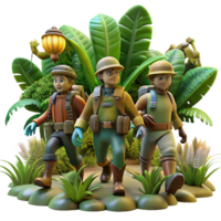 vibrant contemporary A Group of Steampunk Explorers Navigating png