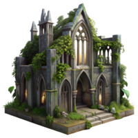 serene abstract A Crumbling Gothic Cathedral Overgrown Wi original png