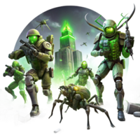 dramatic abstract A Group of Futuristic Soldiers in Power A detailed png