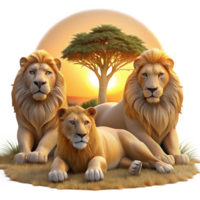 serene modern A Regal Lion Pride Resting in the Afric 4K png