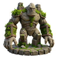 elegant rustic A Colossal Golem Made of Stone Standing Gu 4K png