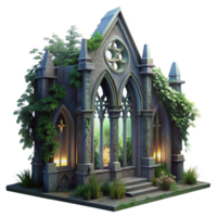elegant rustic Crumbling Gothic Cathedral Overgrown with Vines exclusive png