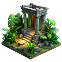serene vintage Ruined Ancient Temple Overgrown with Jung png