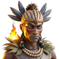 impressive minimalist Portrait of a Tribal Warrior with Intric professional png