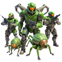 elegant minimalist A Group of Futuristic Soldiers in Powere authentic png