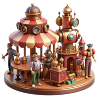 beautiful artistic Steampunk Marketplace Bustling Crowd high resolution png