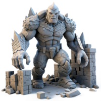 vibrant abstract A Colossal Golem Made of Stone Lumbering professional png