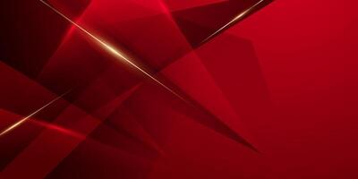 Abstract red background with gold lines vector