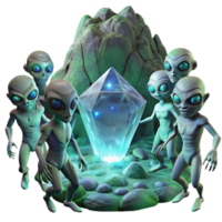 serene creative A Group of Alien Creatures with Iridesce original png