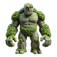 vibrant minimalist A Towering Golem Made of Moss and Stone premium png