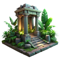 wonderful modern Ruined Ancient Temple Overgrown with Jung genuine png