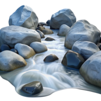 elegant rustic Crystal Clear Stream Flowing over Smooth Rocks high quality png