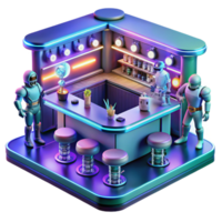 wonderful minimalist A Futuristic Bar Filled with Robots Alie detailed png