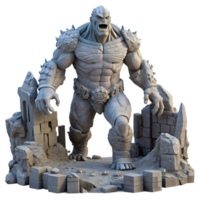 serene traditional A Colossal Golem Made of Stone Lumbering 4K png