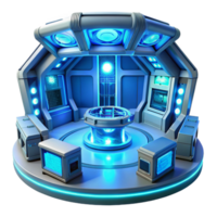magnificent rustic Futuristic Spaceship Interior Glowing Controls high quality png