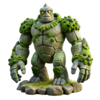 elegant minimalist A Towering Golem Made of Moss and Stone png