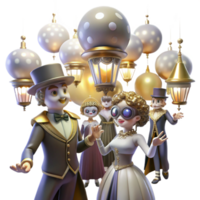 vibrant modern A Scene of a Steampunk Masked Ball With detailed png