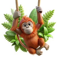 beautiful rustic A Playful Orangutan Swinging Through The high quality png