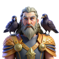 impressive contemporary A Powerful Odin with Two Ravens Perched genuine png