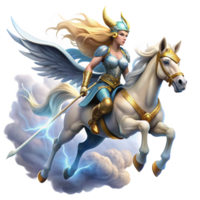 dramatic abstract A Graceful Valkyrie Riding a Winged Hors premium png