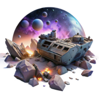vibrant minimalist A Spaceship Graveyard Filled with Derel high resolution png