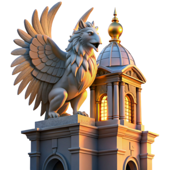 lindo minimalista uma majestoso grifo empoleirado no topo uma esfarelado genuíno png