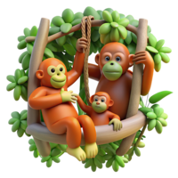 impressive abstract A Family of Orangutans Swinging Through professional png