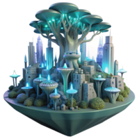 beautiful rustic A Futuristic City Built Into a Giant Tree 4K png