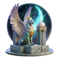 stunning creative A Majestic Griffin with Iridescent Feather authentic png