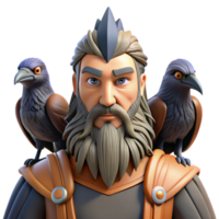 extraordinary rustic A Powerful Odin with Two Ravens Perched exclusive png