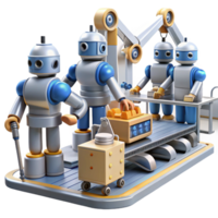 magnificent rustic A Group of Robots Working in a Factory I authentic png